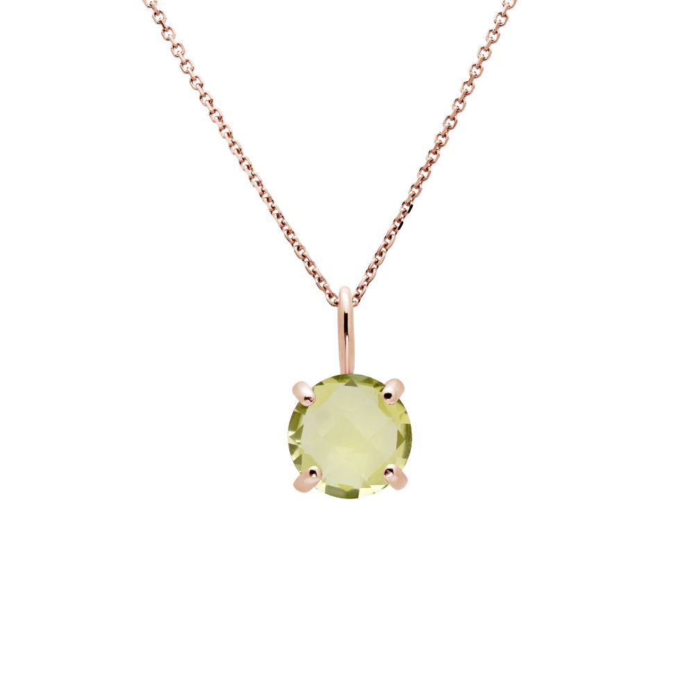 14K Gold Necklace with Lemon Quartz 8mm