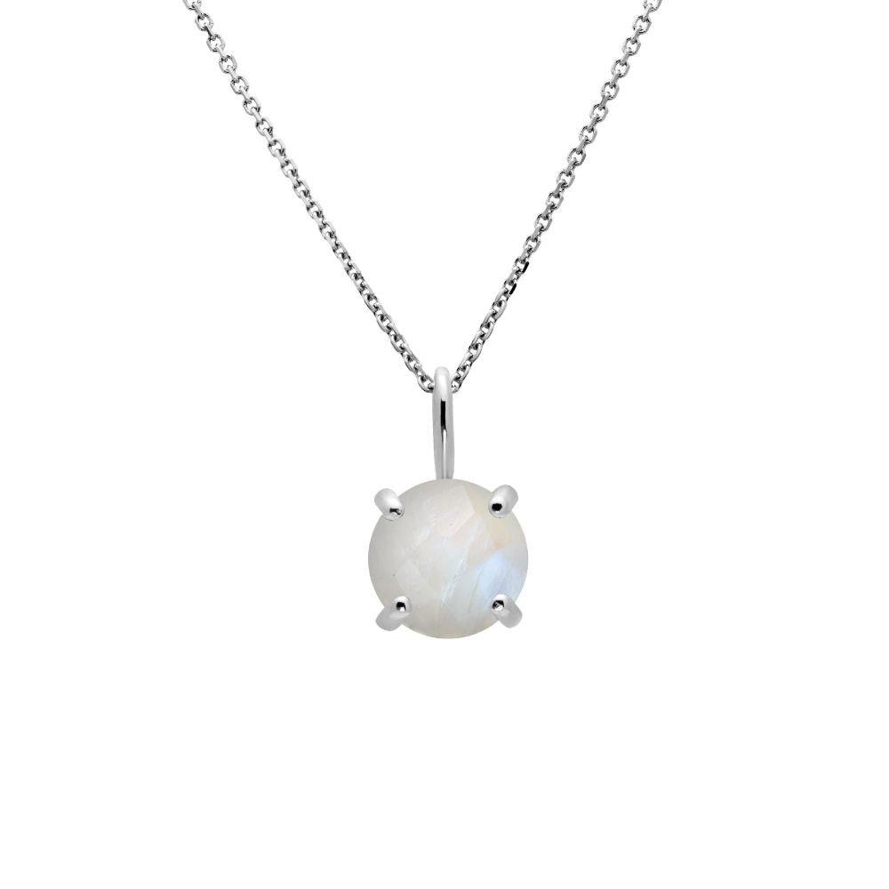 14K Gold Necklace with Moonstone - White Gold