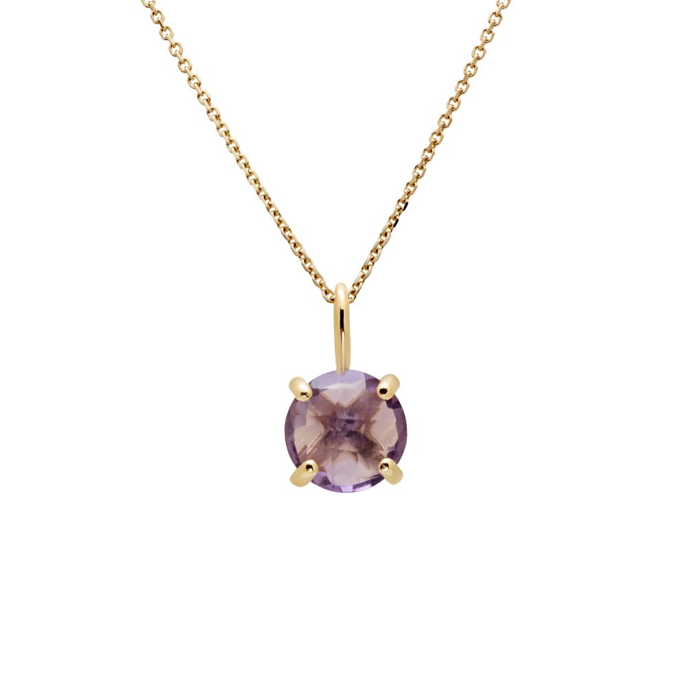 14K Gold Necklace with Amethyst 8mm Kyklos Jewelry