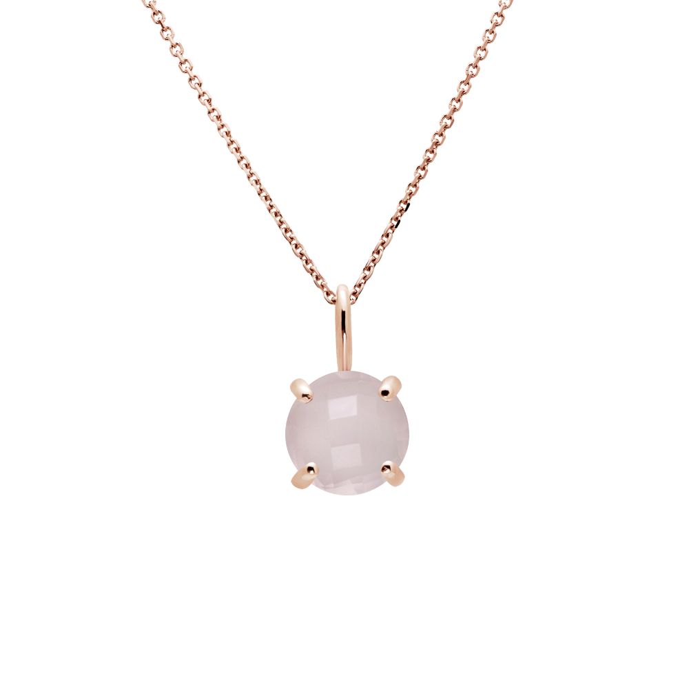 14K Rose Gold Necklace with Rose Quartz 8mm