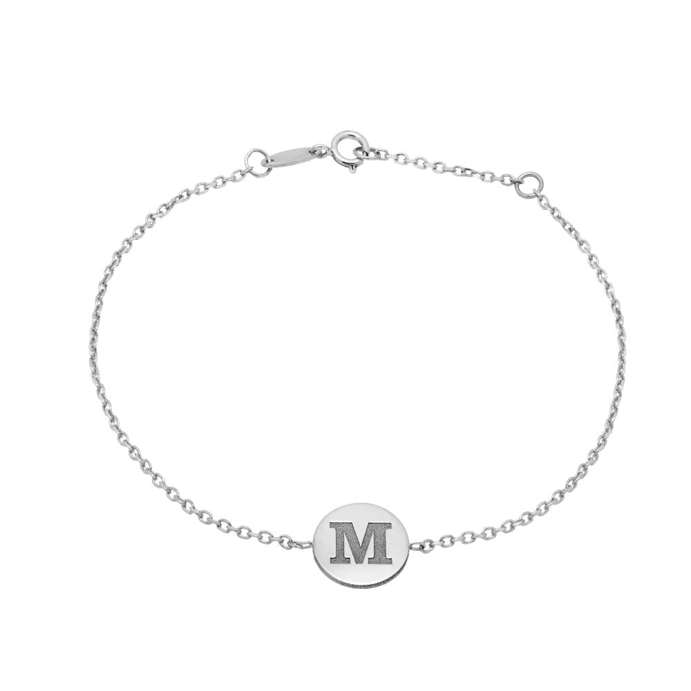 Personalized Initial Letter Bracelet 14K White Gold