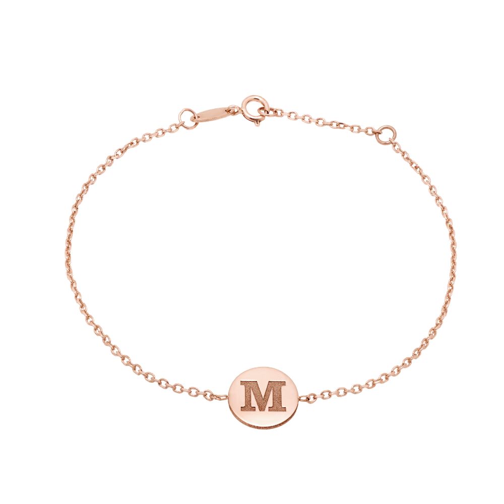 Personalized Initial Letter Bracelet 14K Rose Gold