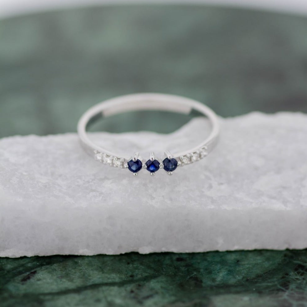 Sapphire Diamonds Ring 14K Gold