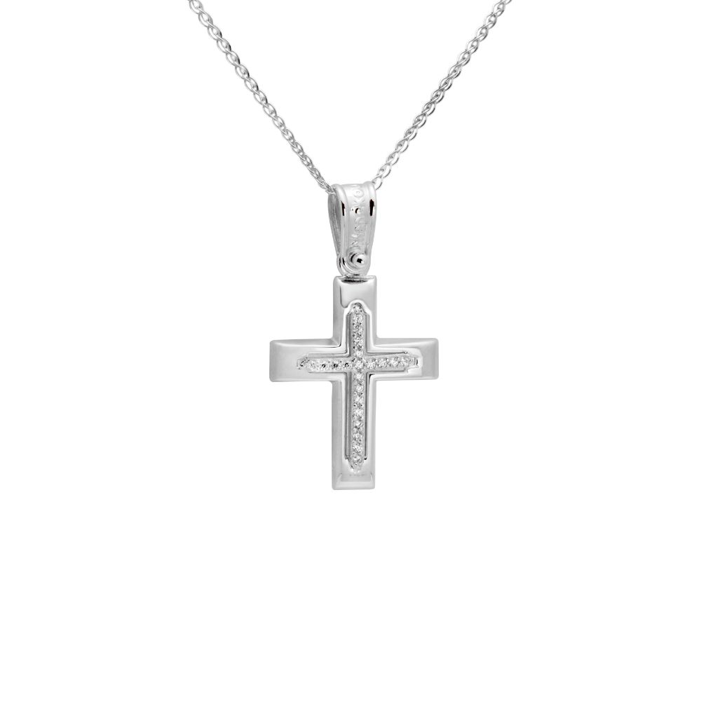 Classic Christening Cross Pendant with Chain