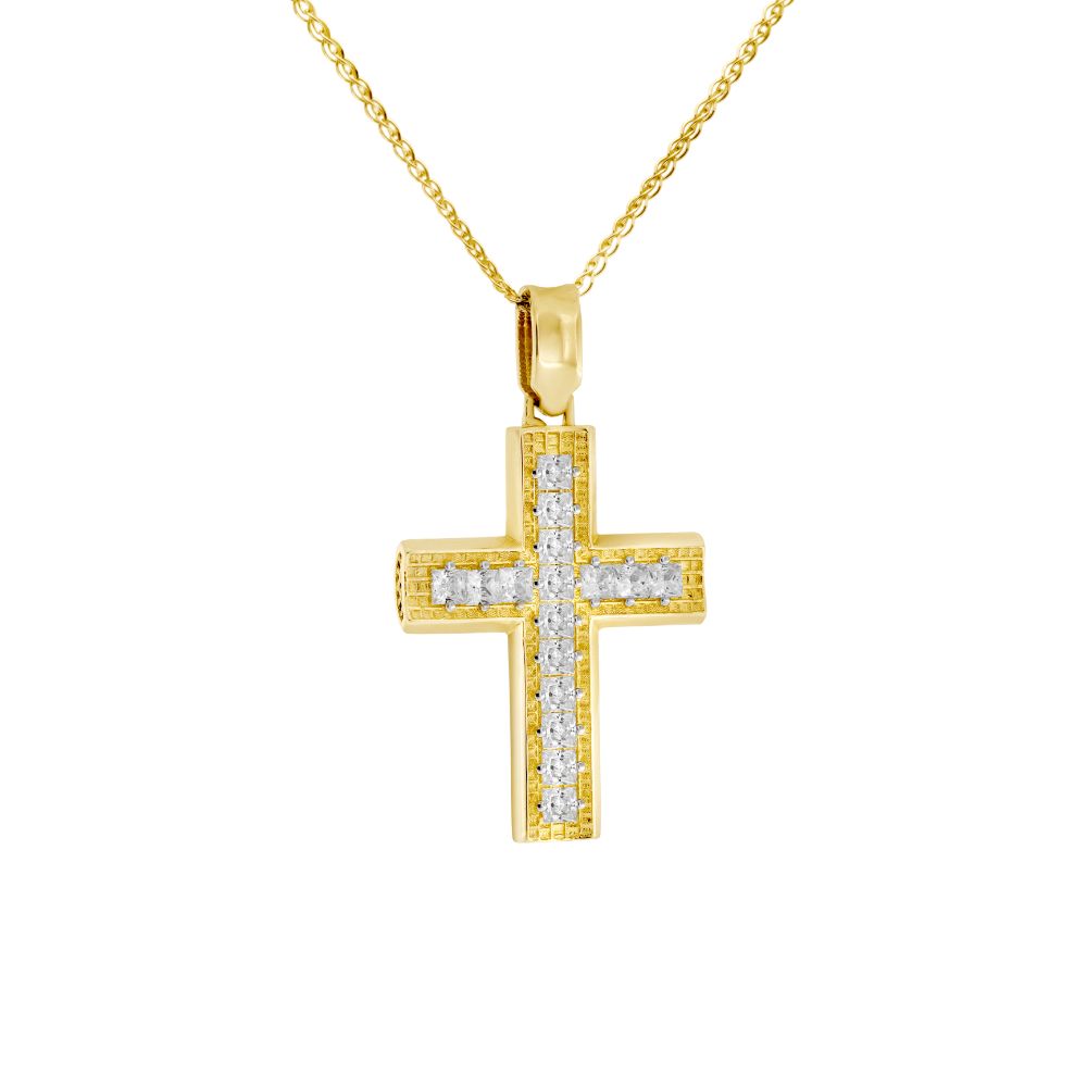 Christening Cross Necklace with Chain for Girls