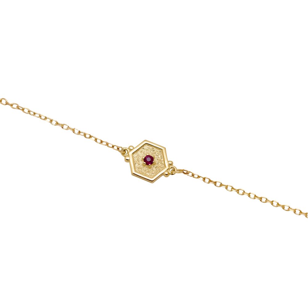 Ruby Bracelet 14K Gold Hexagon