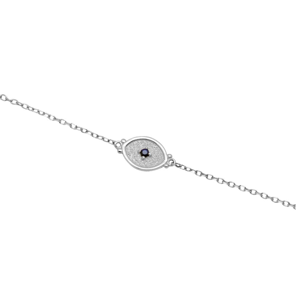 Blue Sapphire Bracelet 14K White Gold Textured
