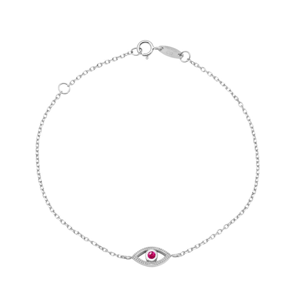 Evil Eye Bracelet Ruby 14K Gold