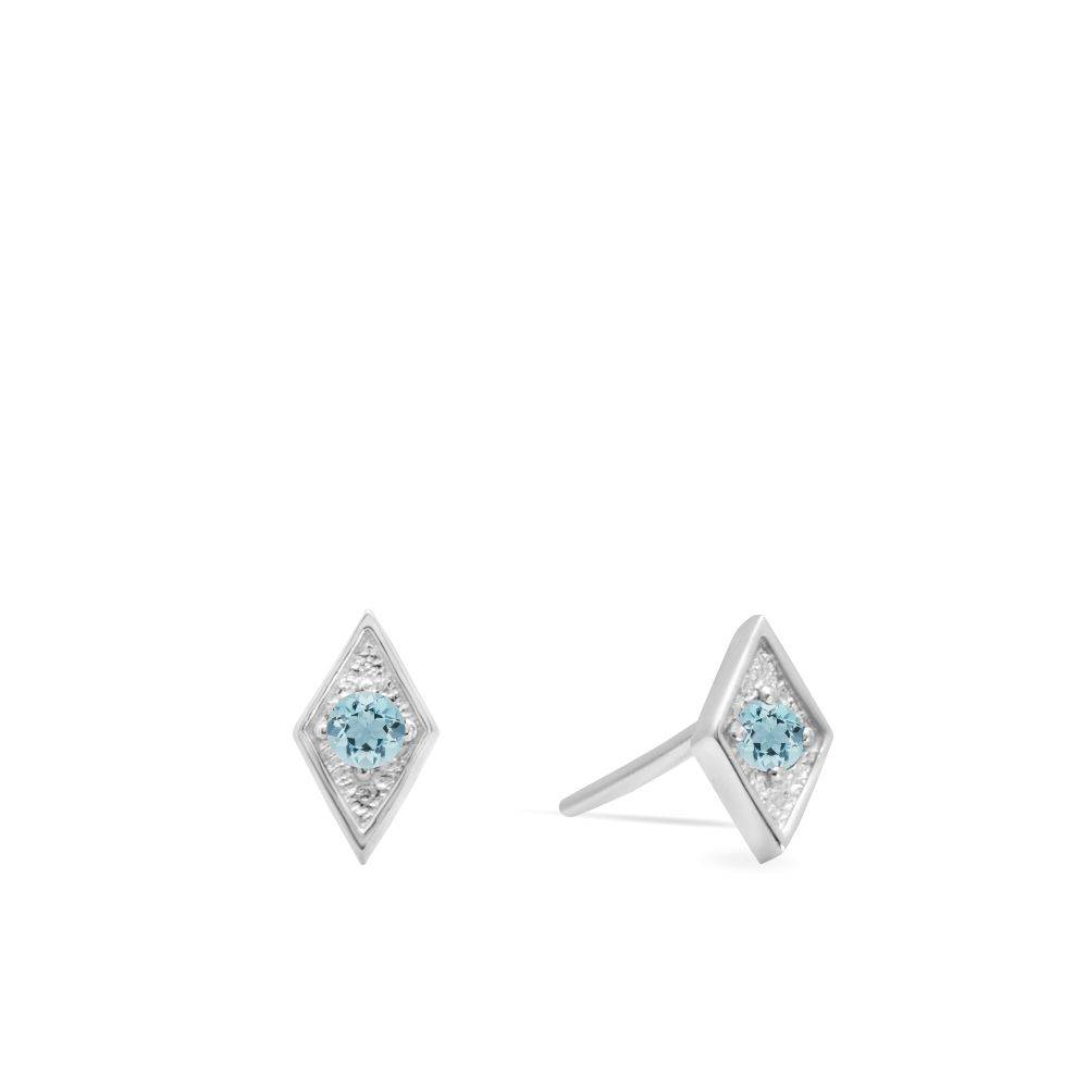 Square Aquamarine Earrings 14K White Gold