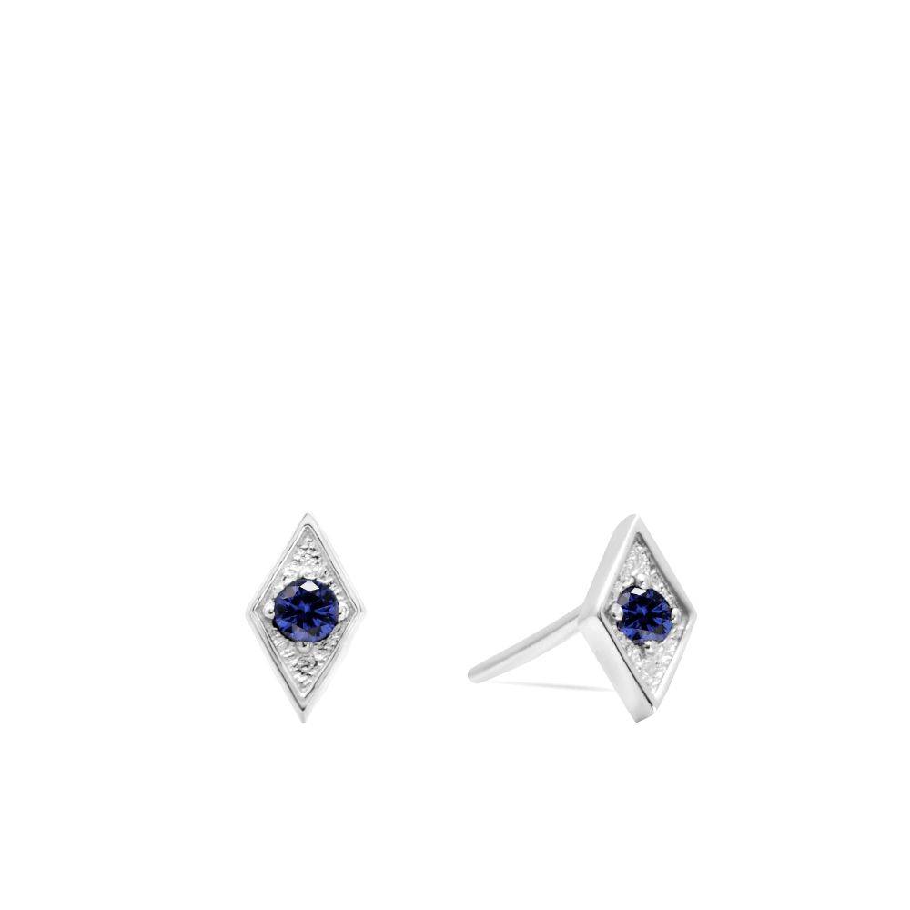 Square Sapphire Earrings 14K Gold