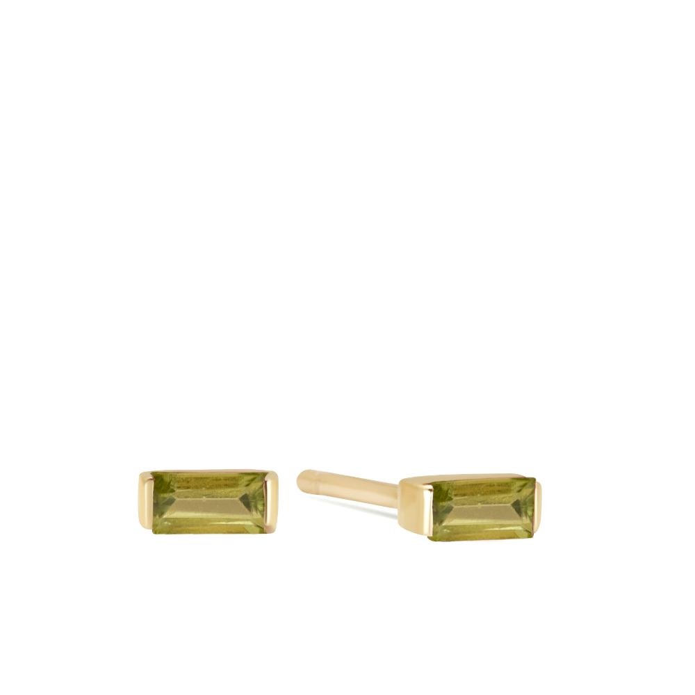 Peridot Baguette Studs 14K Gold