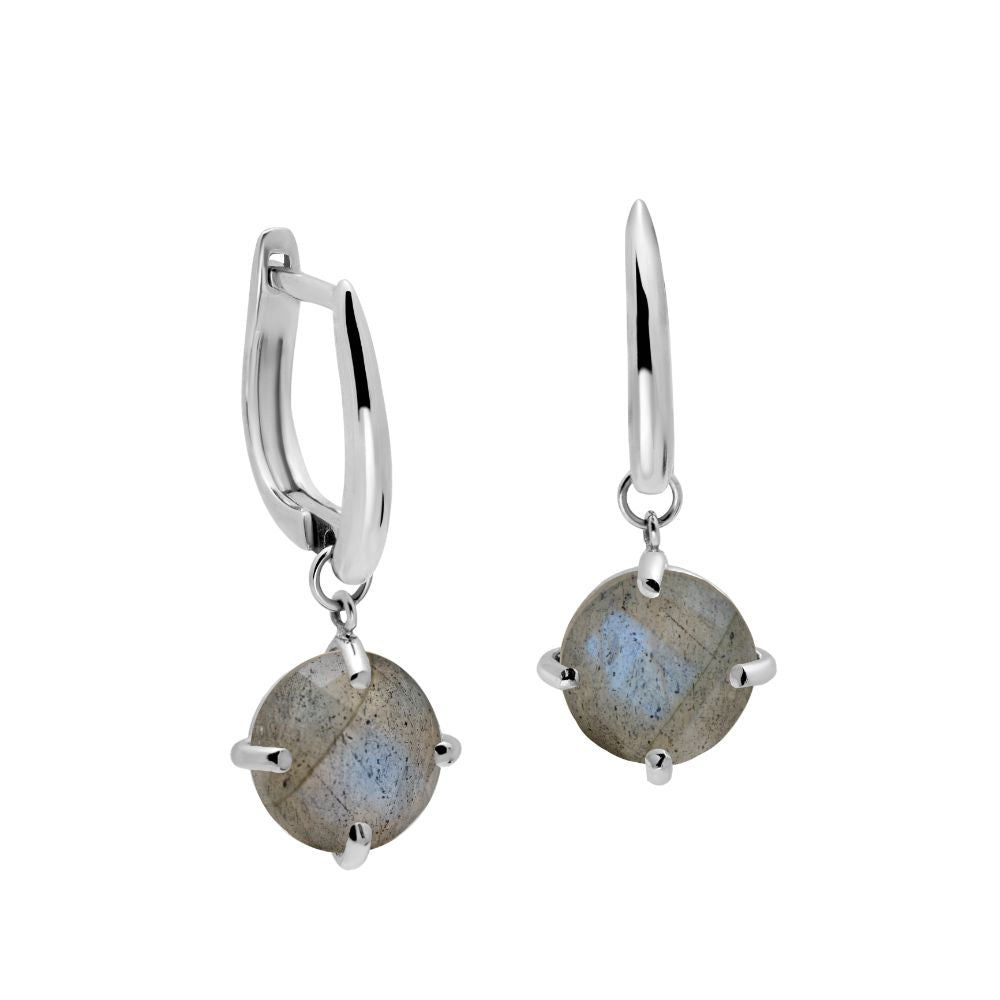 Labradorite Dangle Earrings 8mm 14K Gold