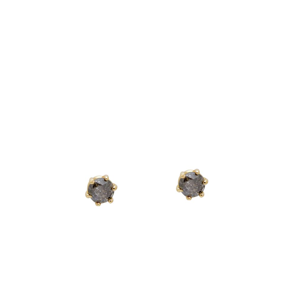 Gray Diamond Stud Earrings 14K Gold
