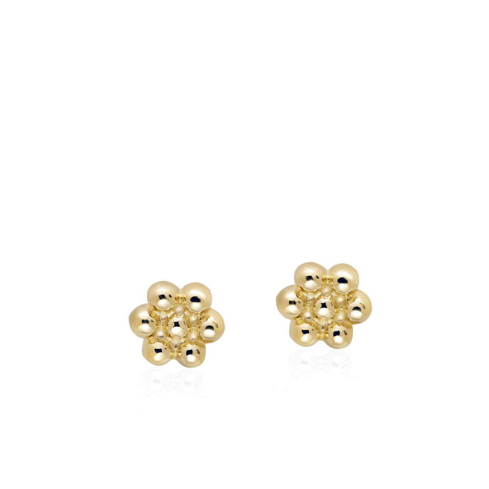 Flower Dot Stud Earrings 14K
