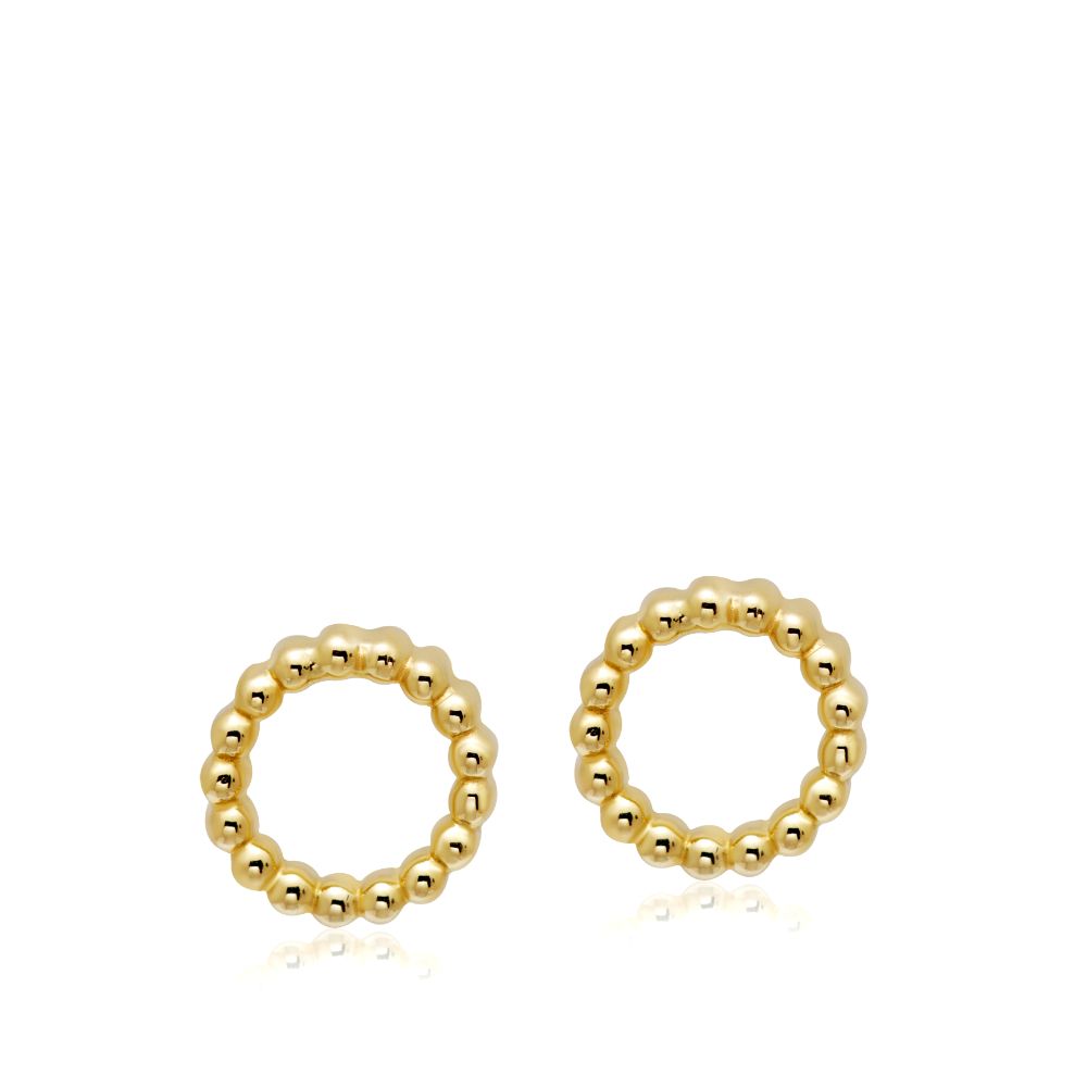 Circle Outline Stud Earrings 14K Gold for Women