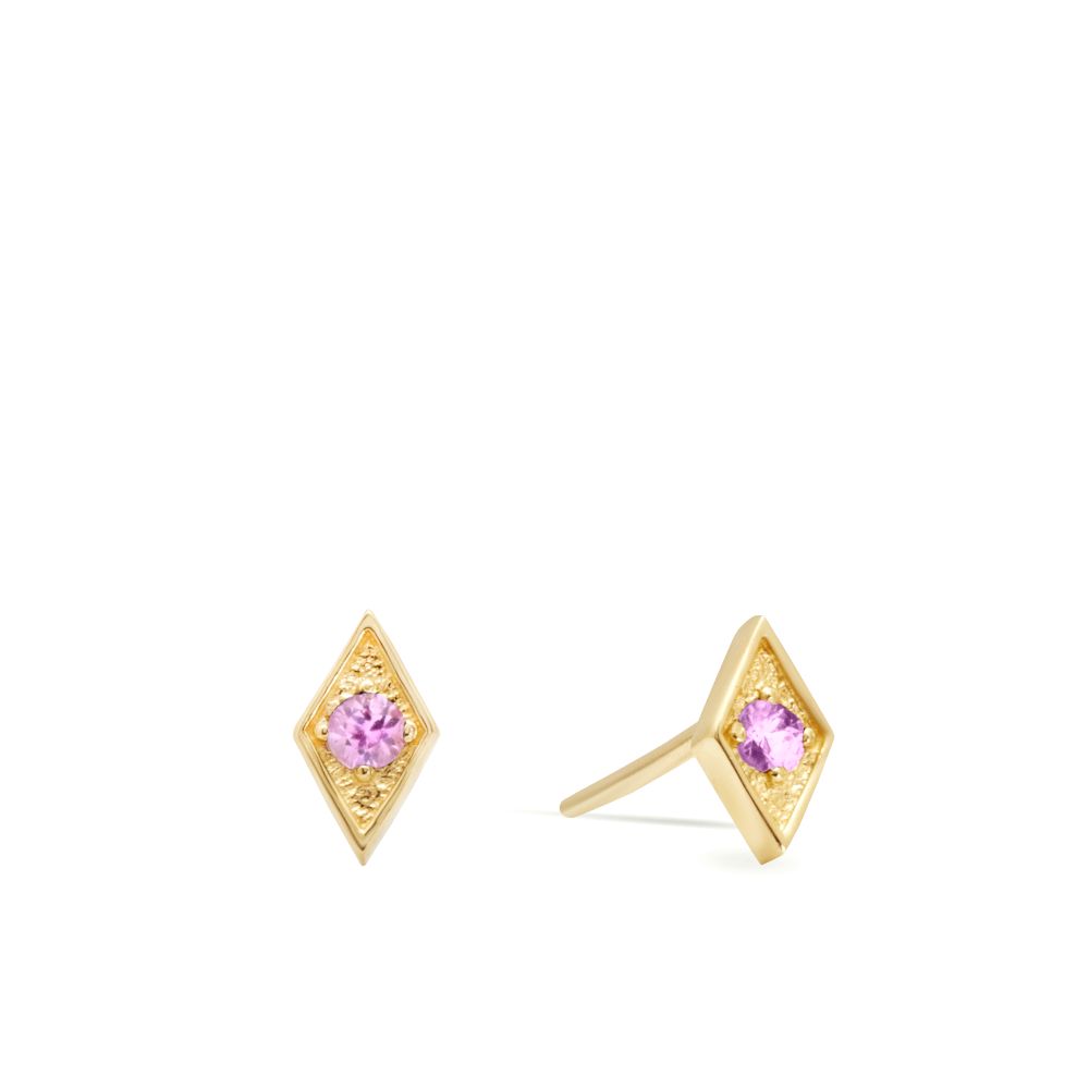 Pink Sapphire Studs 14K Gold for Women