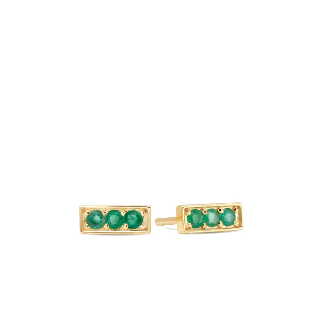 Emerald Stud Earrings 14K Gold