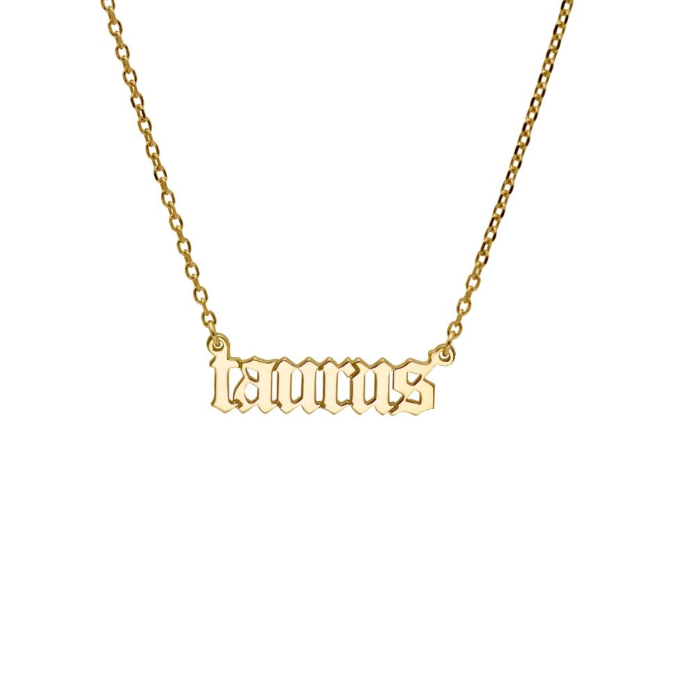 Old English Zodiac Silver Necklace Personalized