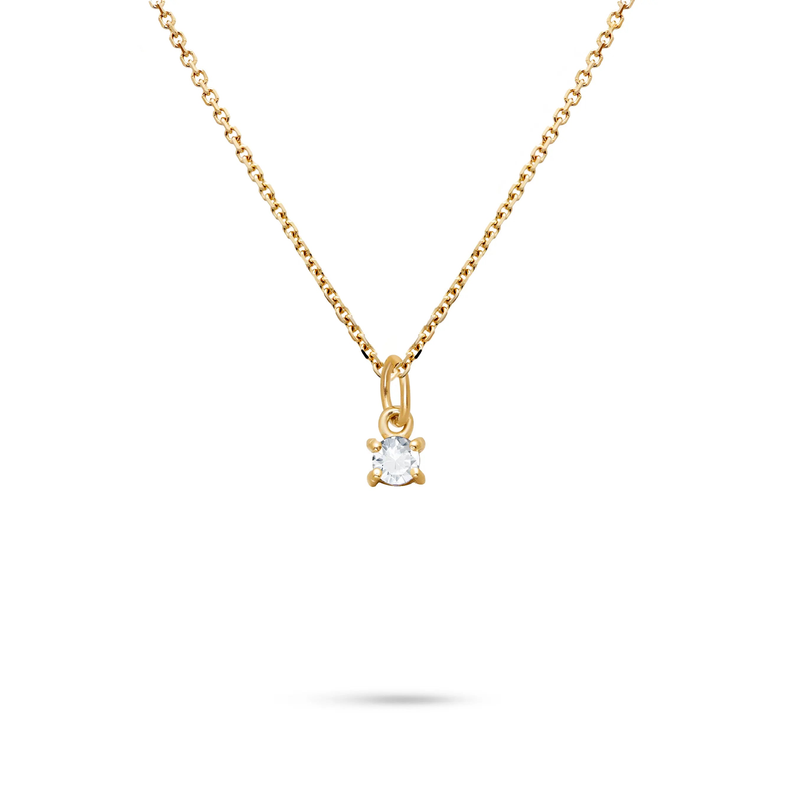 Solitaire Diamond Necklace 14K Gold
