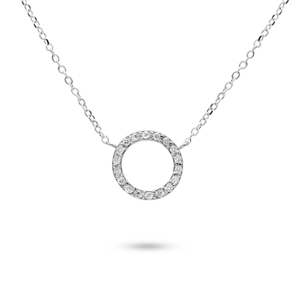 Circle Diamond Necklace 14K White Gold