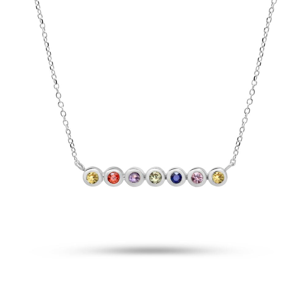 Sapphire Bar Necklace 14K White Gold