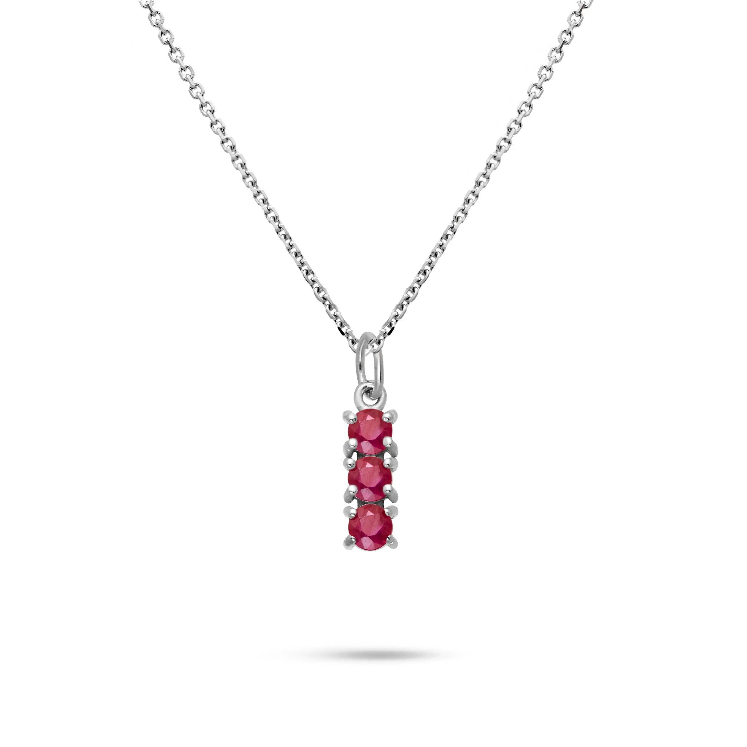 3 Ruby Necklace 14K Gold