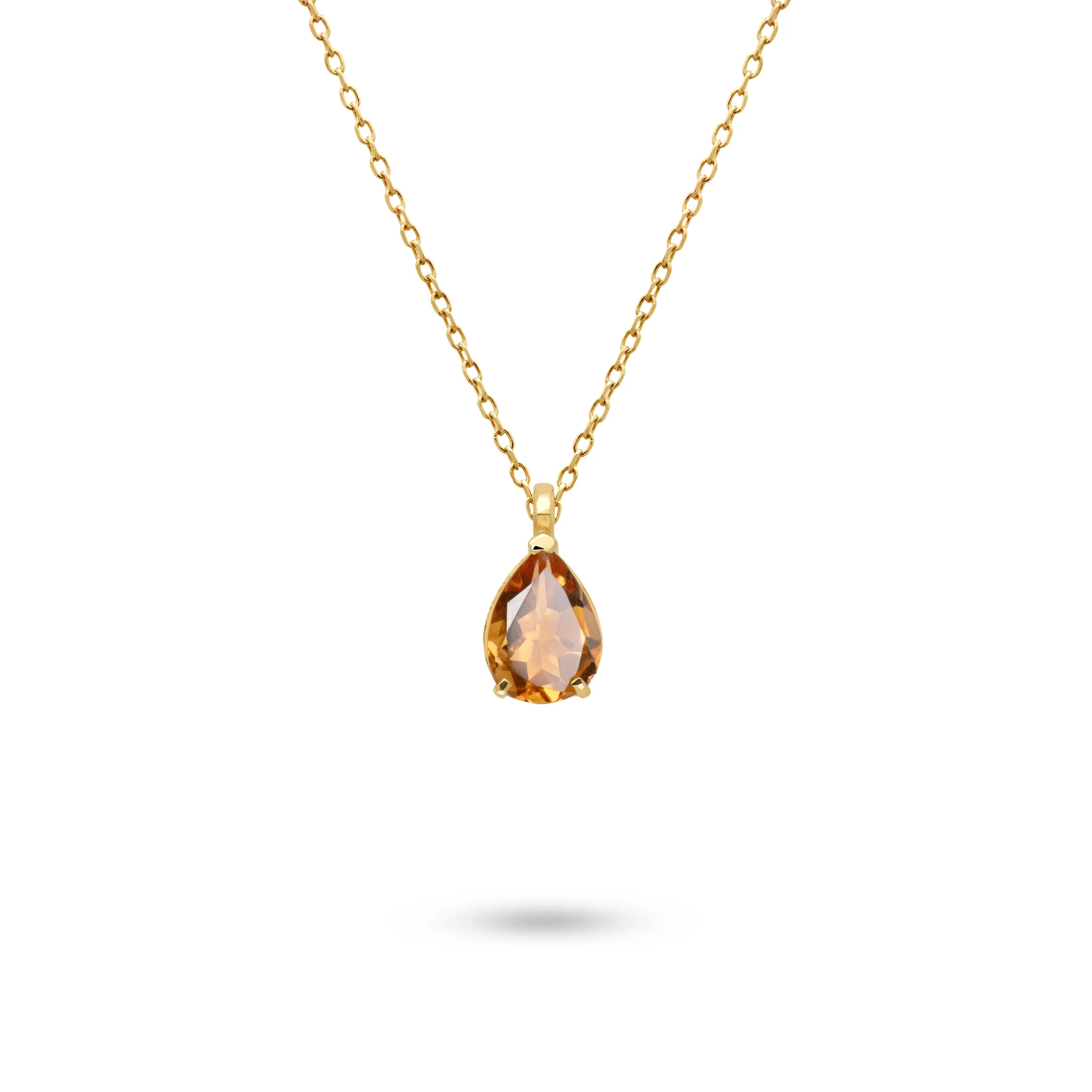 Citrine Necklace 14K Gold Pear Cut