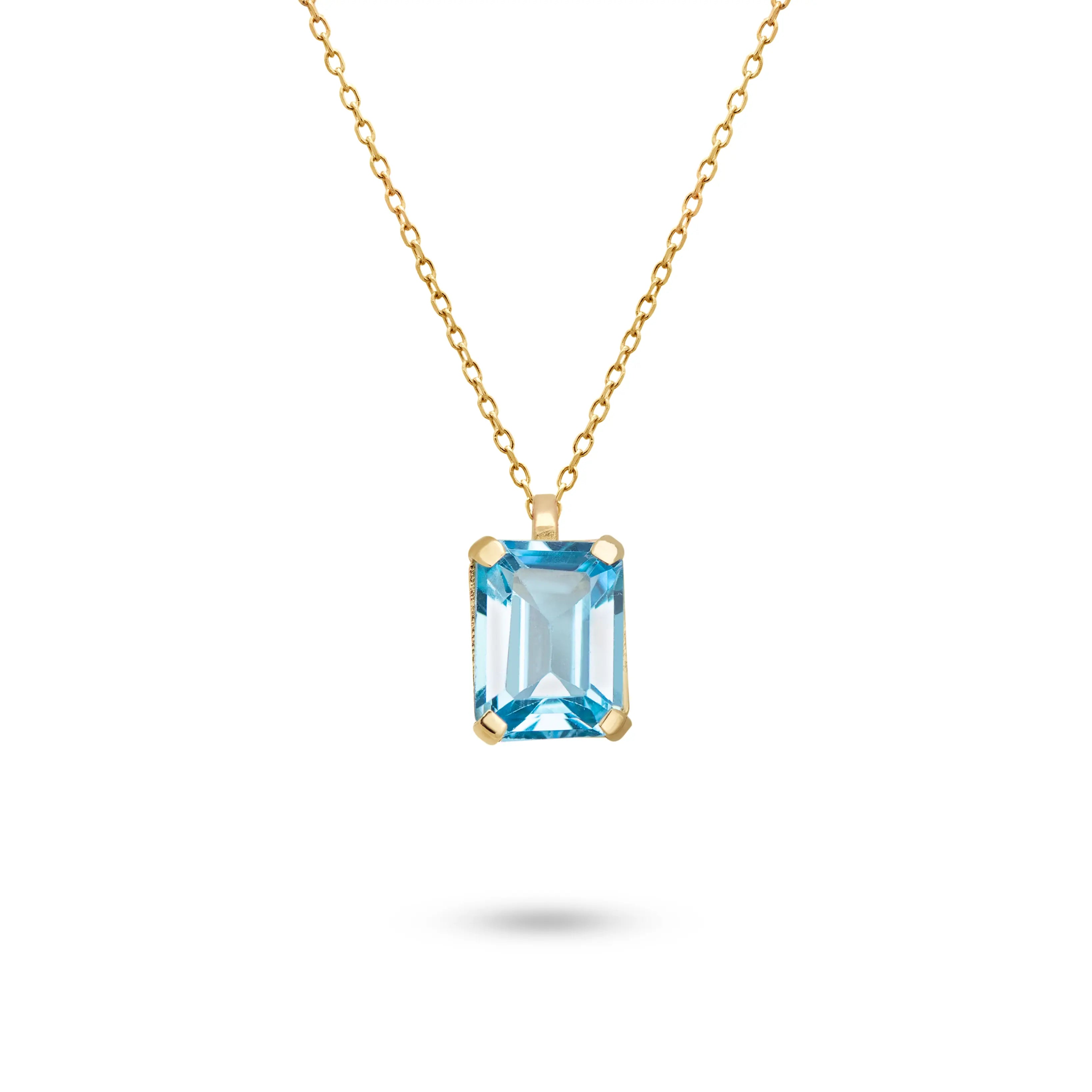 Topaz Necklace 14K Gold Octagon Cut