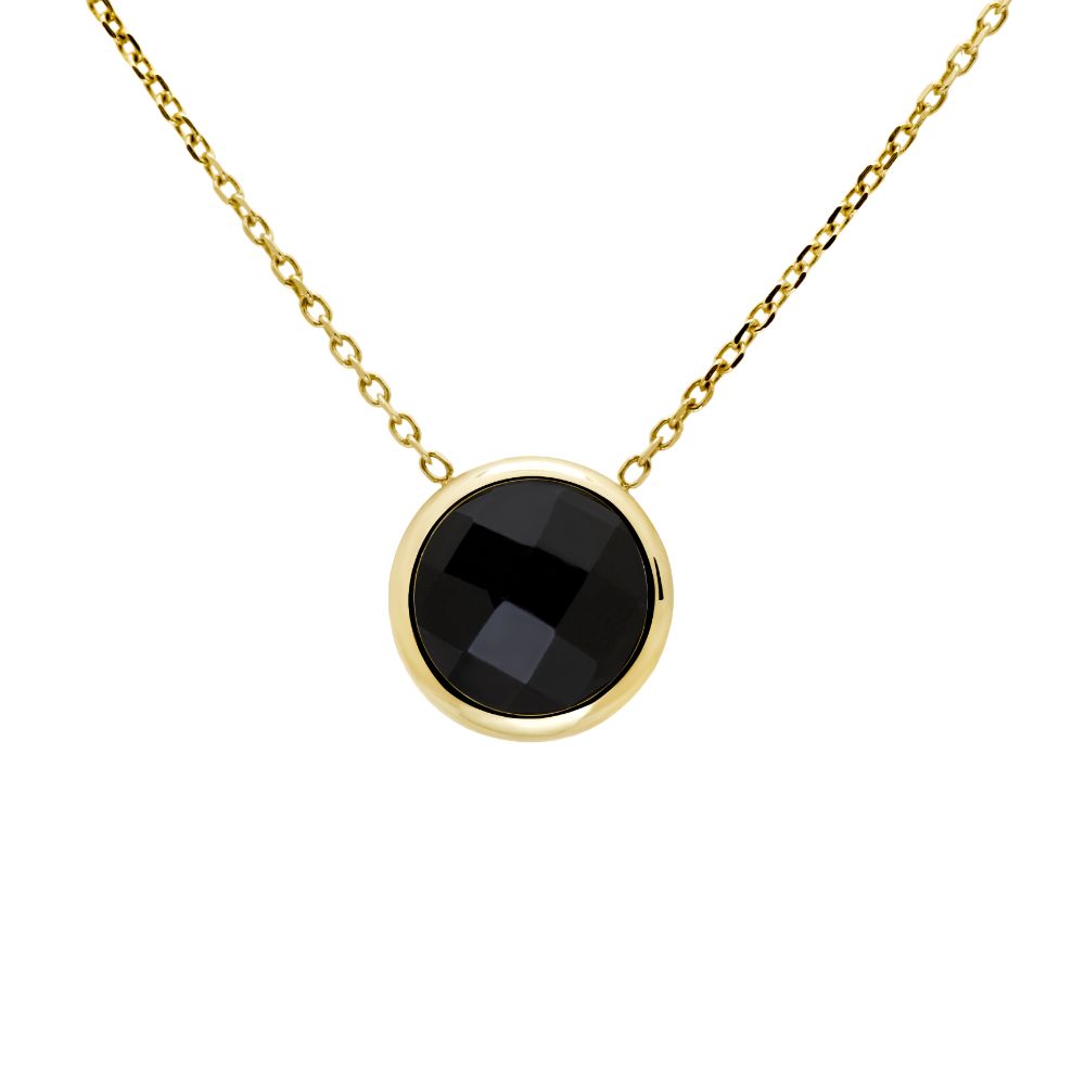Black Onyx 10mm Necklace 14K Gold Natural Gemstones