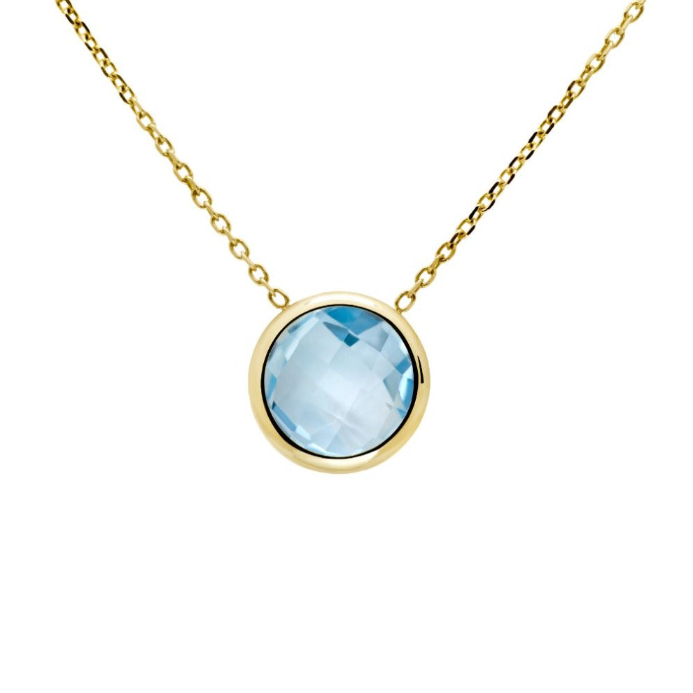 Blue Topaz Necklace in 14K Gold