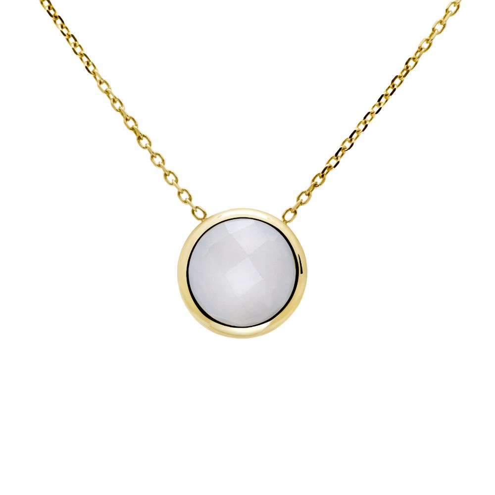 Chalcedony 10mm Necklace 14K Gold Kyklos Jewelry