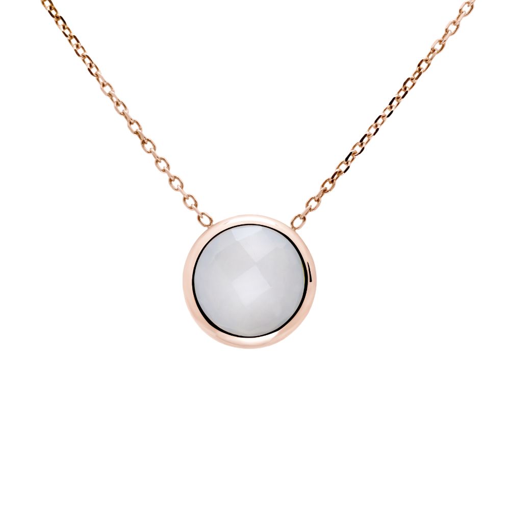 Chalcedony 10mm Necklace 14K Rose Gold
