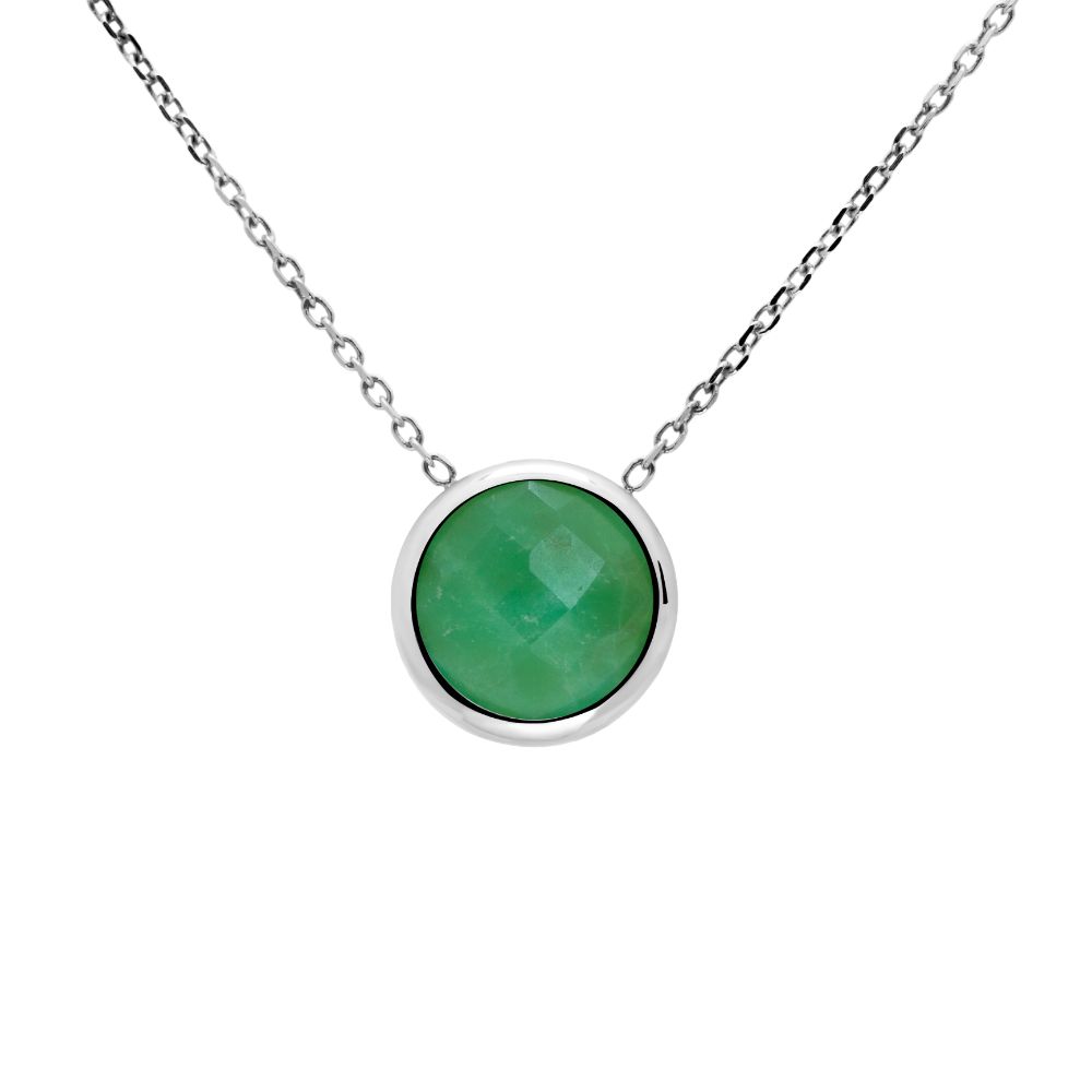 Chrysoprase 10mm Necklace 14K White Gold