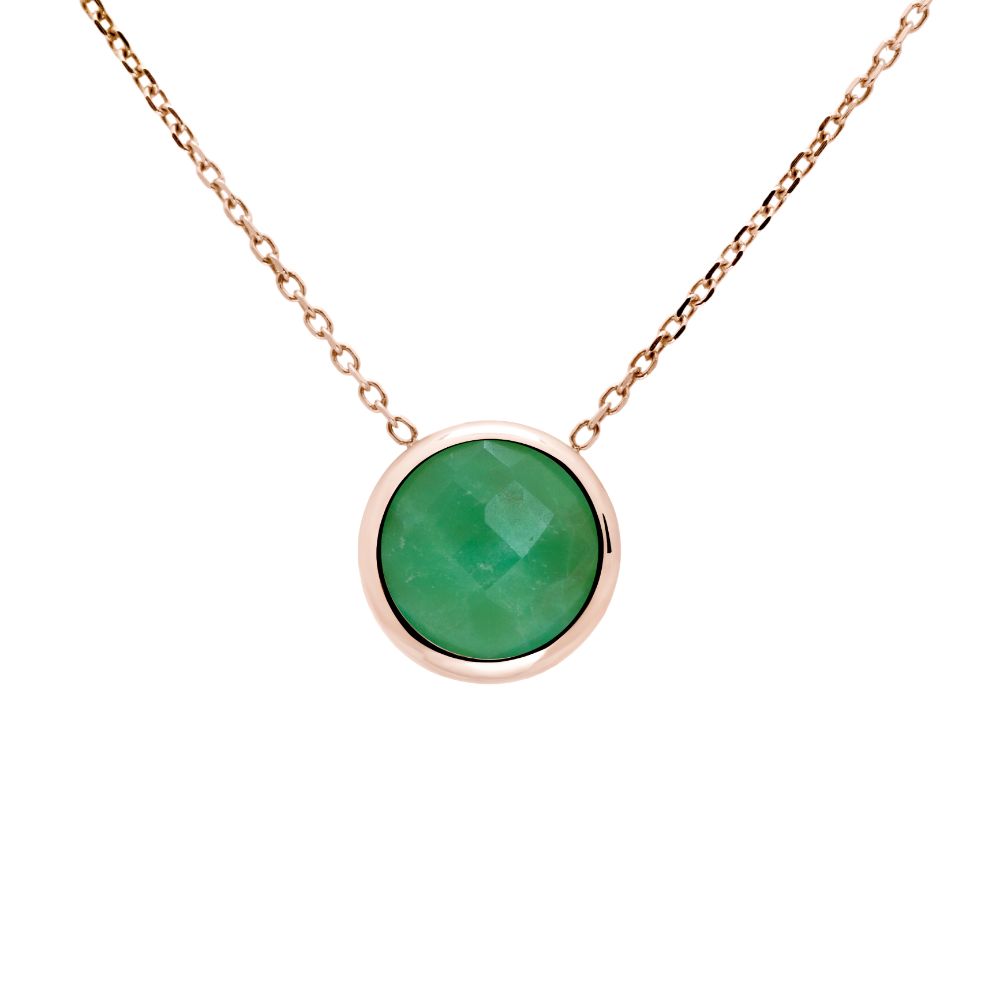 Chrysoprase 10mm Necklace 14K Rose Gold