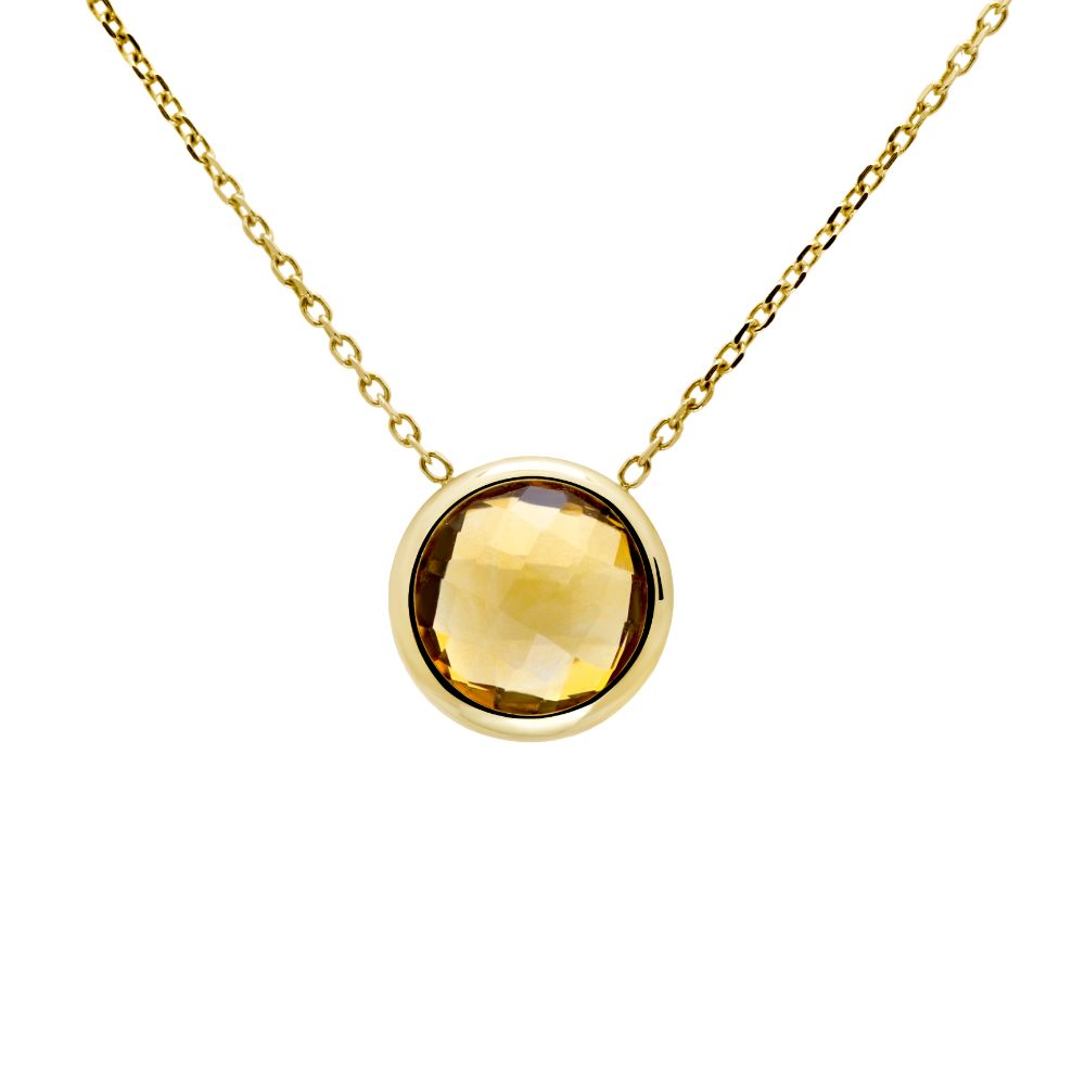 Citrine 10mm Necklace 14K Gold