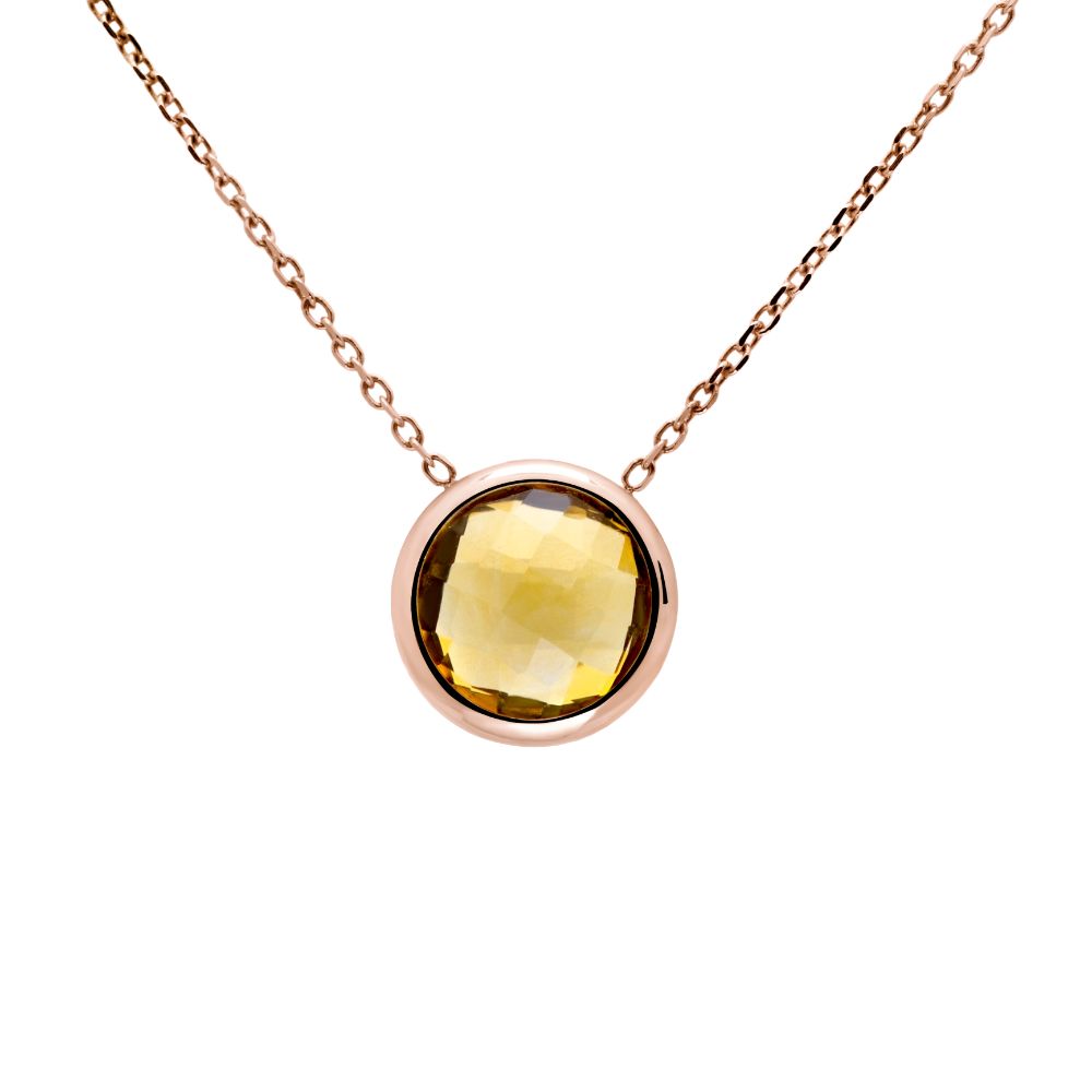 Citrine 10mm Necklace 14K Rose Gold
