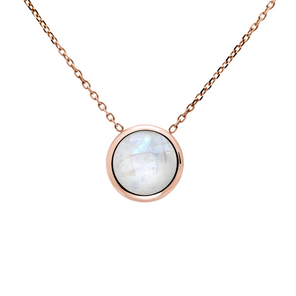 Moonstone 10mm Necklace 14K Rose Gold
