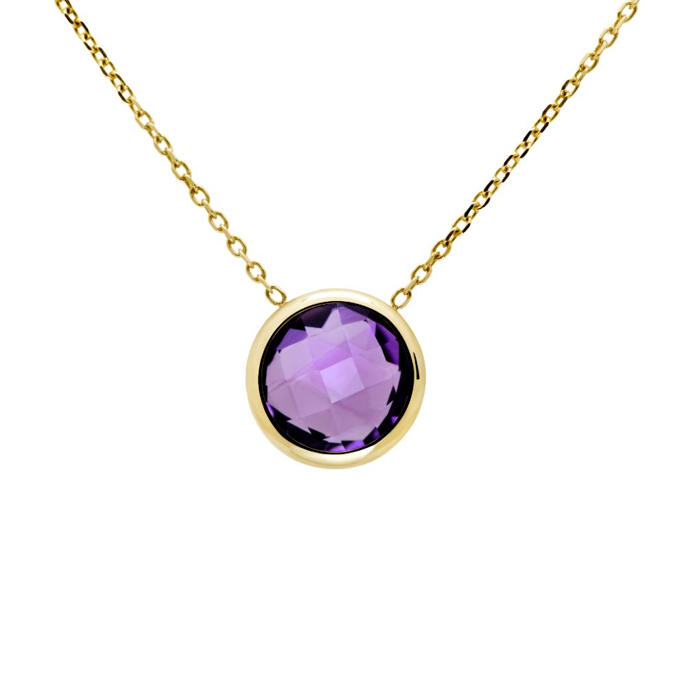 Amethyst Necklace 14K Gold 10mm