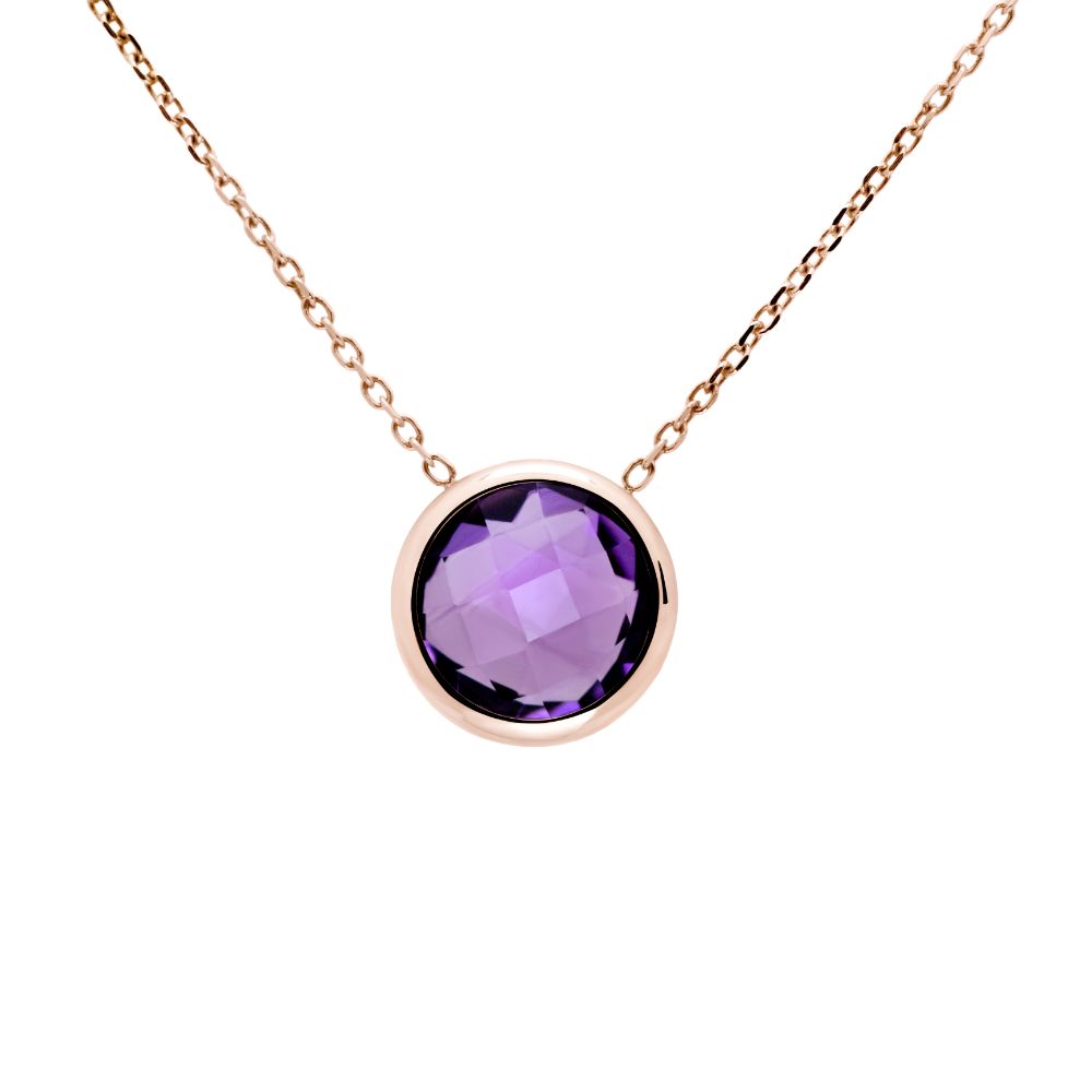 Amethyst Necklace 14K Rose Gold 10mm