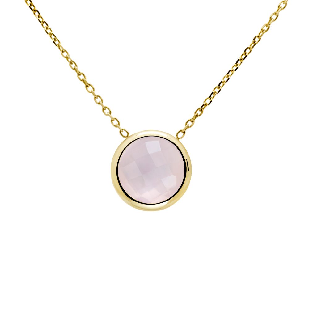 Rose Quartz 10mm Necklace 14K Gold Kyklos Jewelry