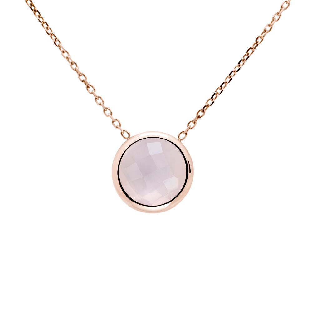 Rose Quartz 10mm Necklace 14K Rose Gold