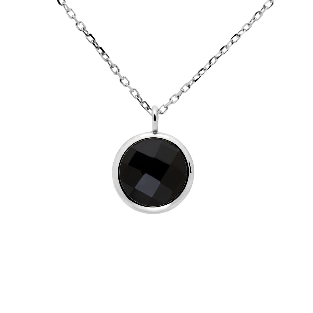 Black Onyx Necklace in 14K White Gold
