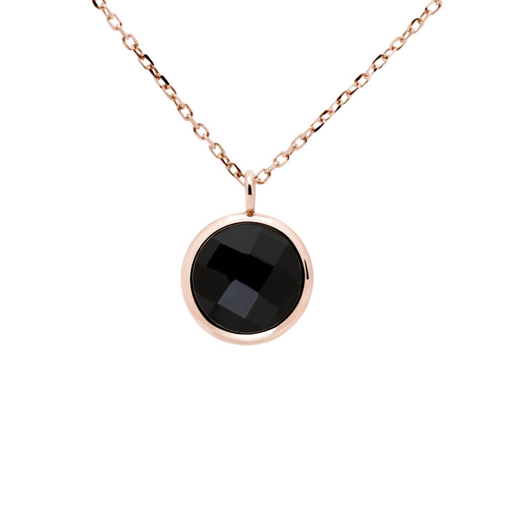 Black Onyx Necklace in 14K Rose Gold