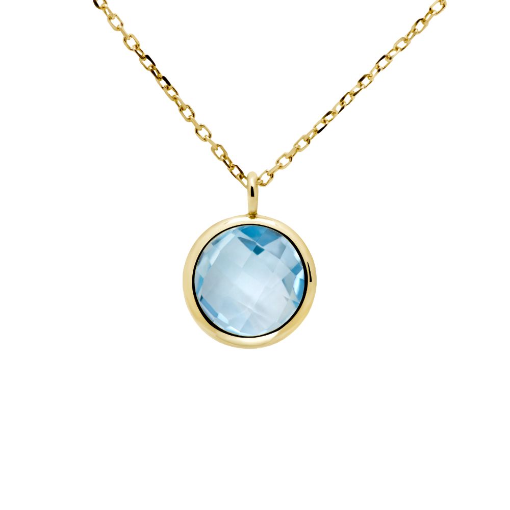 Blue Topaz Necklace in 14K Gold