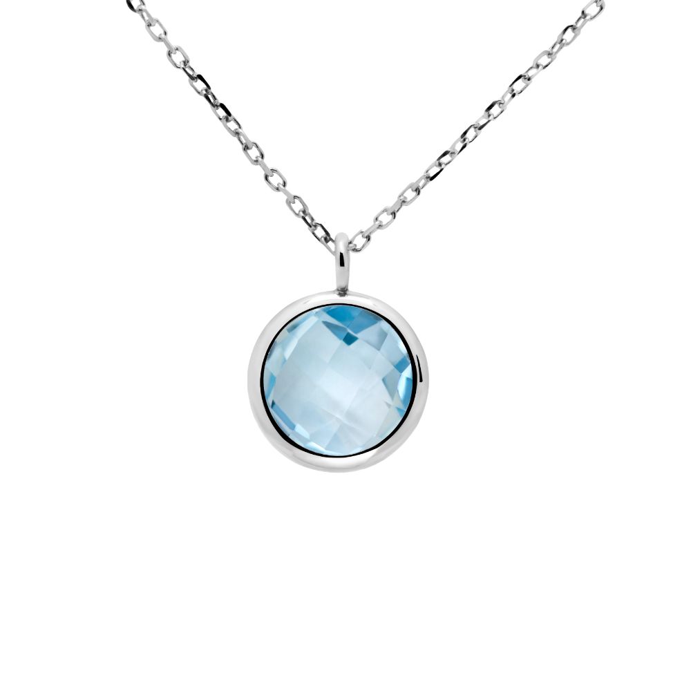 Blue Topaz Necklace in 14K White Gold