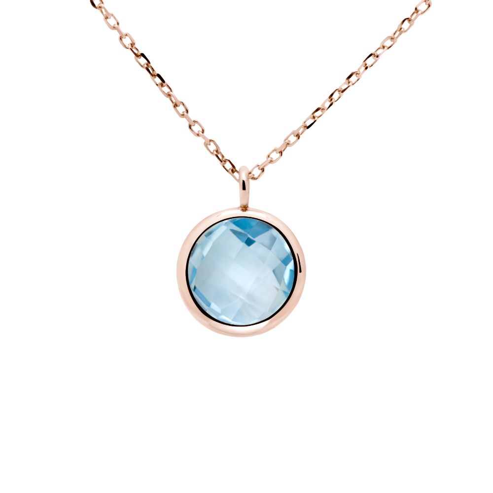 Blue Topaz Necklace in 14K Rose Gold