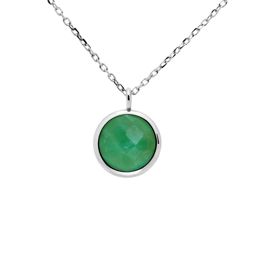 Chrysoprase Necklace in 14K White Gold