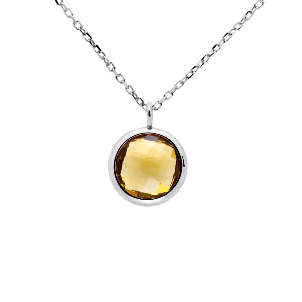 Citrine Necklace in 14K White Gold