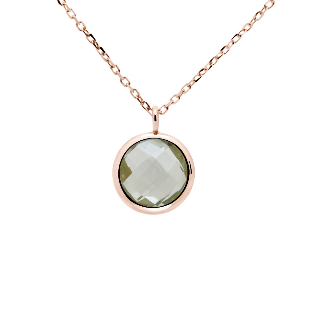 Green Amethyst Necklace in 14K Rose Gold