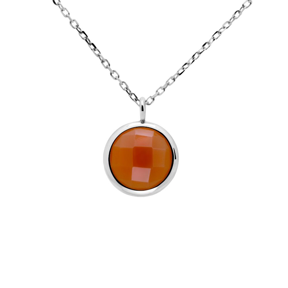 Orange Moonstone Necklace in 14K White Gold